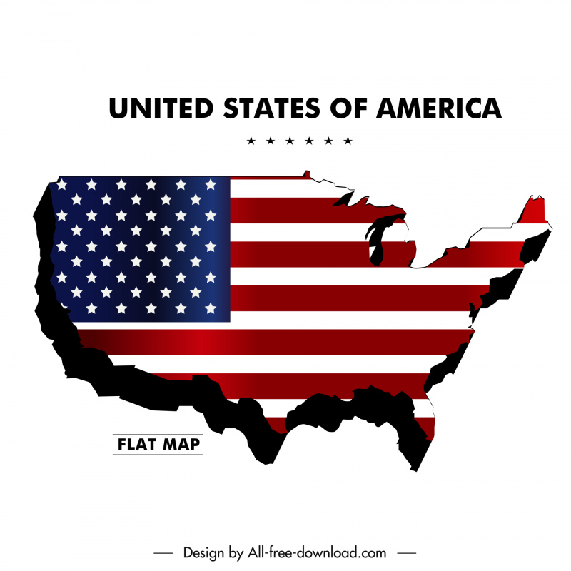 usa advertising banner 3d flag map shape sketch