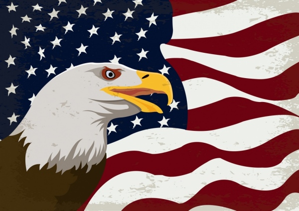 usa flag background eagle icon decor retro design