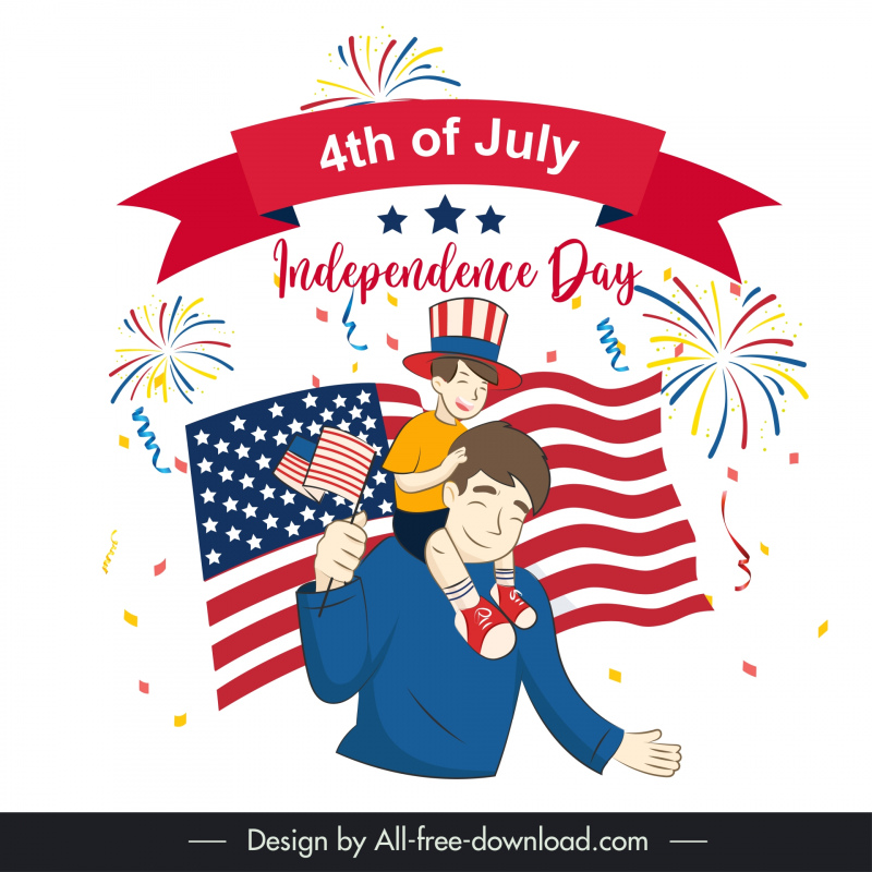 usa independence day poster template cute cartoon 