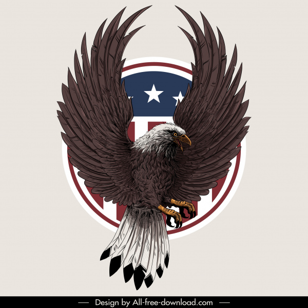 usa insignia template brave eagle sketch realistic design