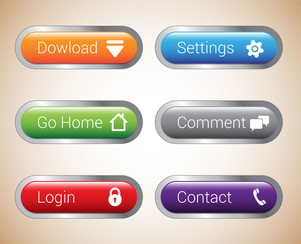 user interface buttons sets illustration with horizontal tabs 