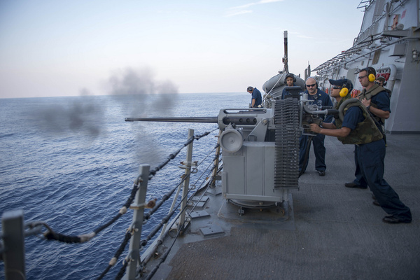uss stout conducts a live fire exercise