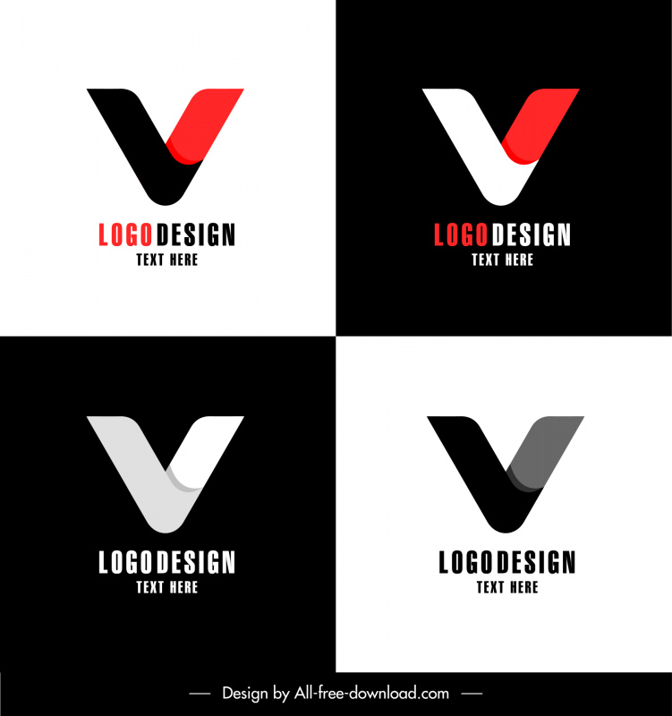 v logo simple flat symmetric typography