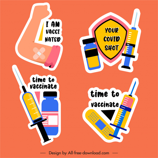 vaccination design elements flat colorful classic sketch