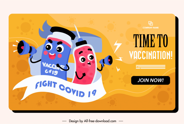 vaccination poster template funny stylized medical elements sketch