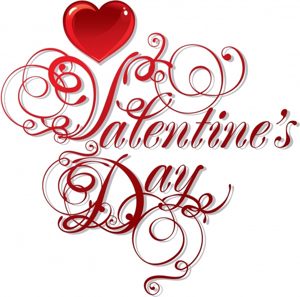 valentine banner red heart calligraphic decor