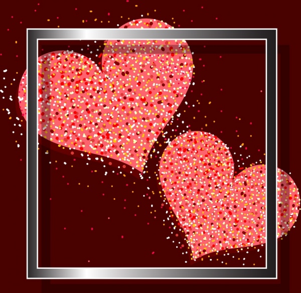 valentine background sparkling hearts icons square decor