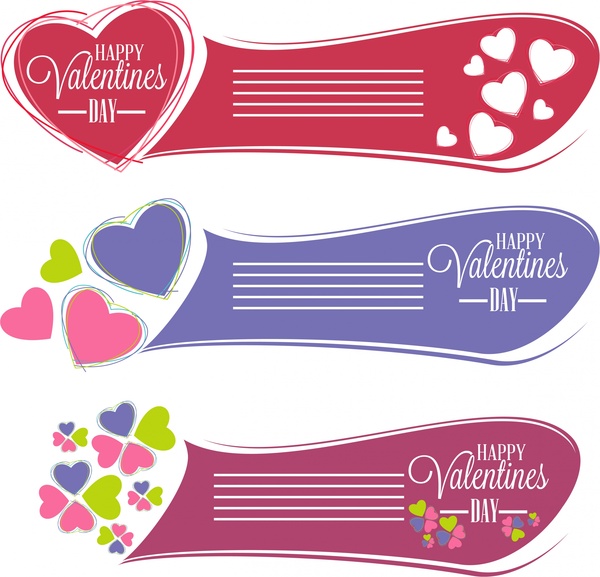 valentine banners collection blue red violet decoration