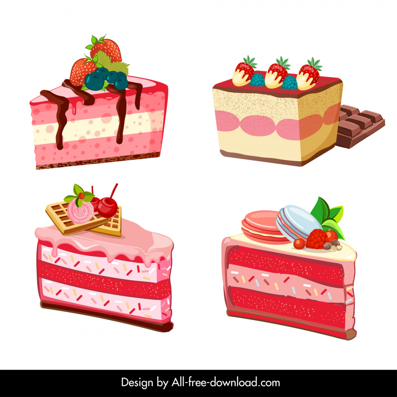 valentine cake icons collection elegant creamy fruit decor