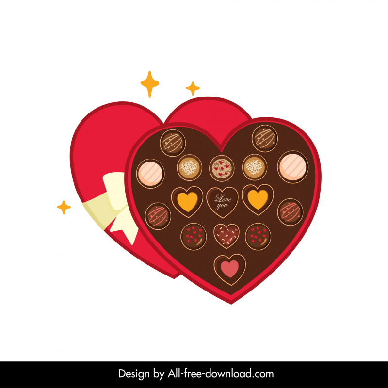 valentine chocolate box icon elegant romantic heart shape decor 