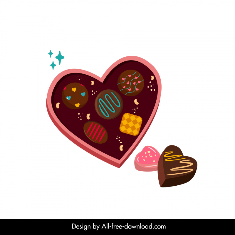 valentine chocolate icons 3d heart shapes design