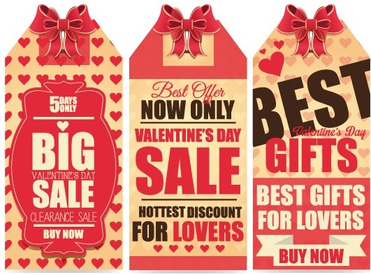 valentine day big sale tags vector