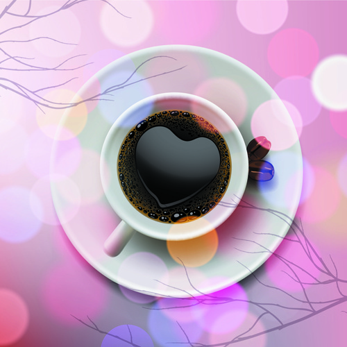 valentine day coffee heart vector card 