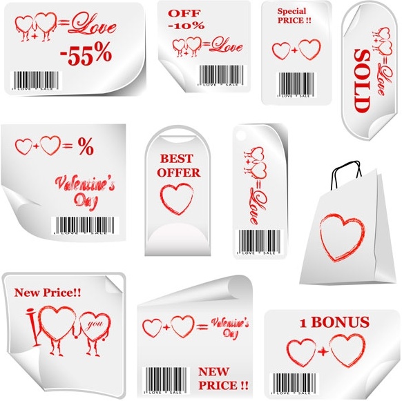 valentine day promotional label vector