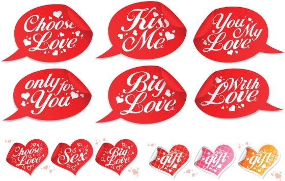 valentine day special stickers vector