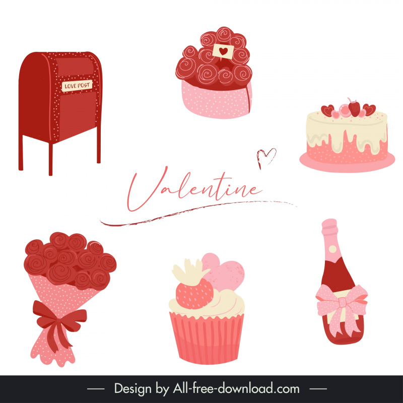 valentine design elements elegant classic symbols