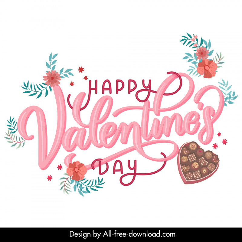 valentine design elements typography elegant chocolate flowers texts