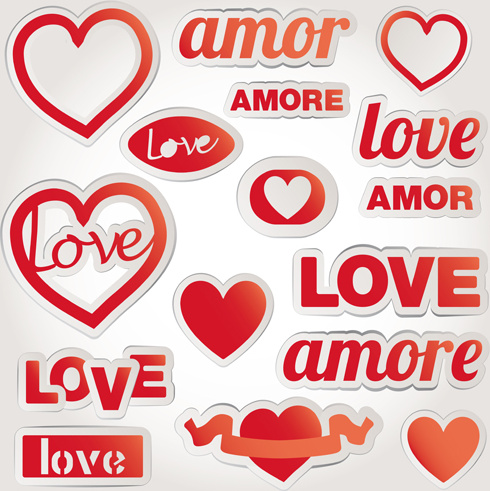 valentine elements stickers vector