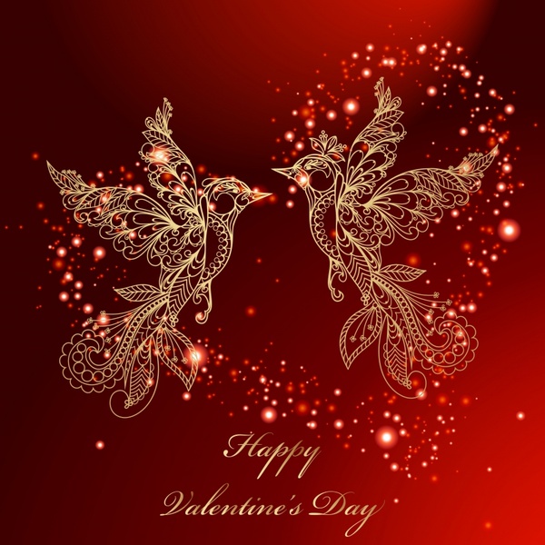 valentine love birds background vector