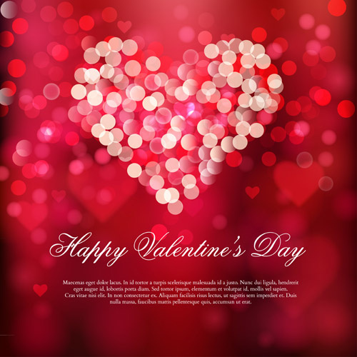 valentine red background with shiny heart vector