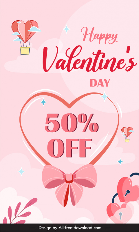 valentine sale poster template elegant pink love elements decor