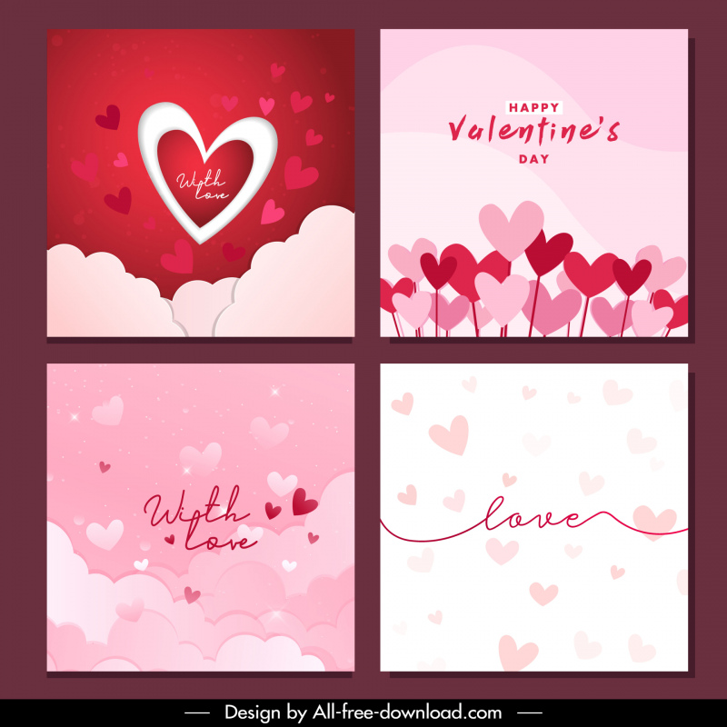 valentines background collection flat elegant hearts decor