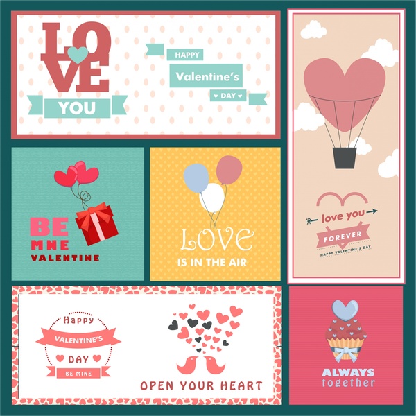 valentines card templates with heart and balloon decoration