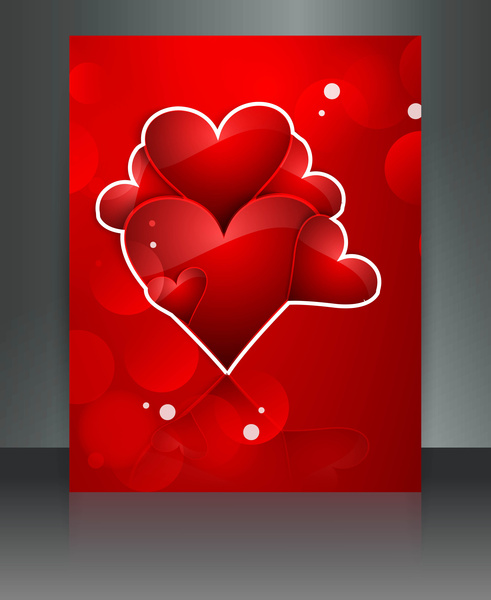 valentines day card heart reflection brochure template background vector illustration