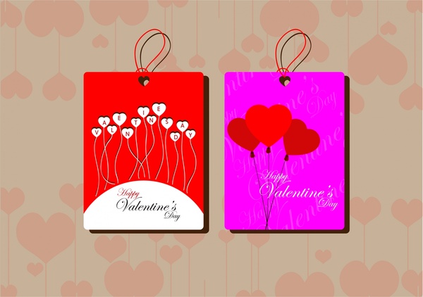 valentines decorative tags design on hearts background