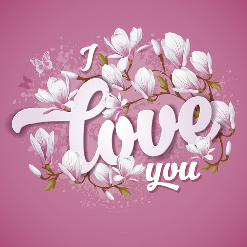valentines postcards with beautiful flower vector 