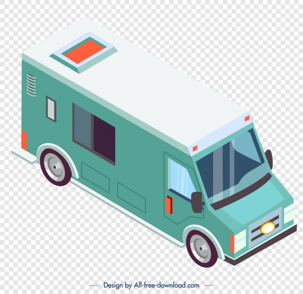 van truck icon green 3d sketch