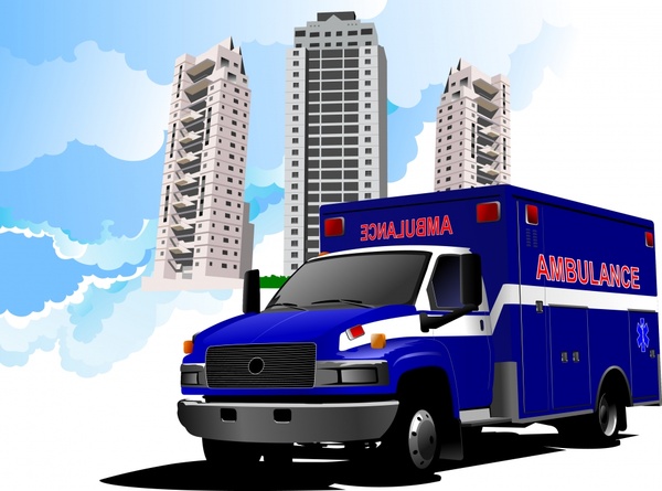 emergency banner ambulance hospital sketch 3d design