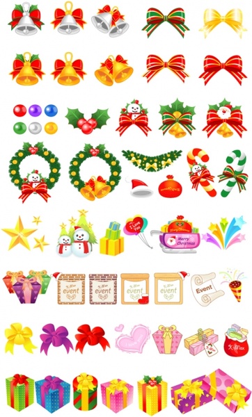 variety christmas gift cartoon vector elements and