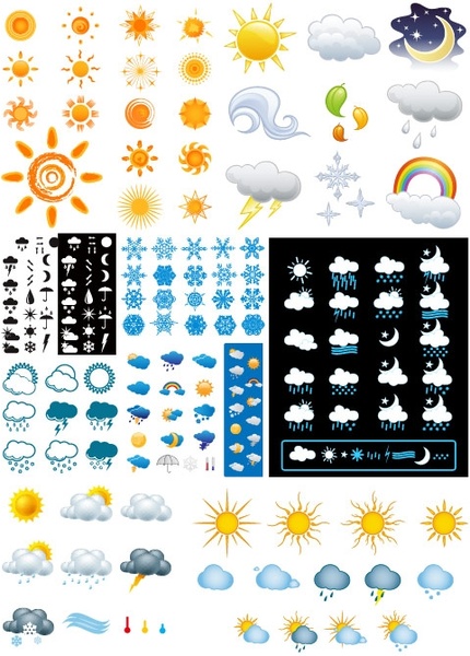 variety of changes in the weather icon vector
