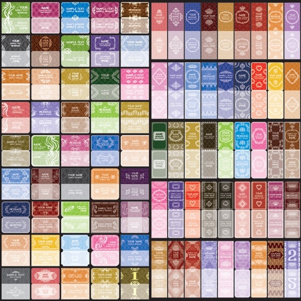 variety of european background pattern vector 2 card
