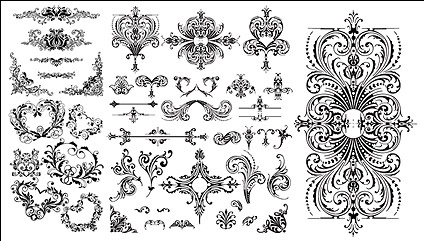 Variety of practical European-style lace pattern vector material 