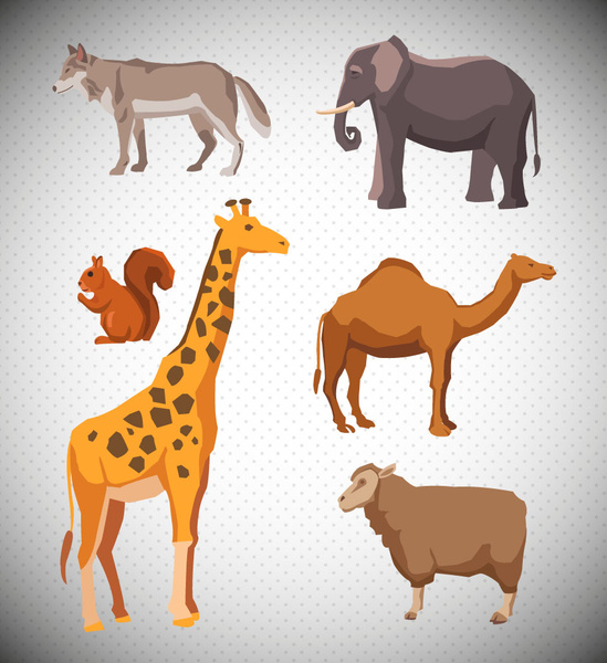 various animals vector illustration with colored design