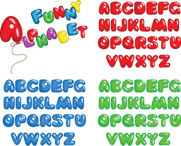 various bright colored alphabet design vector set