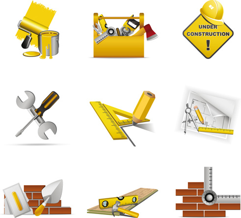 various builders icons mix vector set