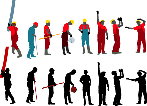various building workers design elements vector