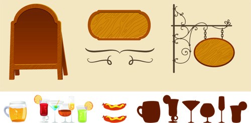 various cafe signs vector set