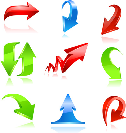 various colorful arrows vector graphics