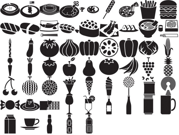 various elements of vector silhouette food category 59 elements
