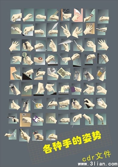 hand gestures icons collection colored cartoon closeup design