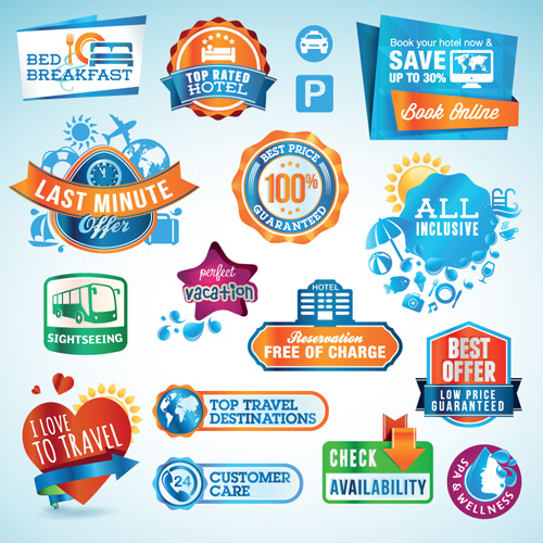 various sale stickers and labels design vector