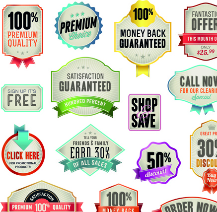 various sale stickers and labels design vector