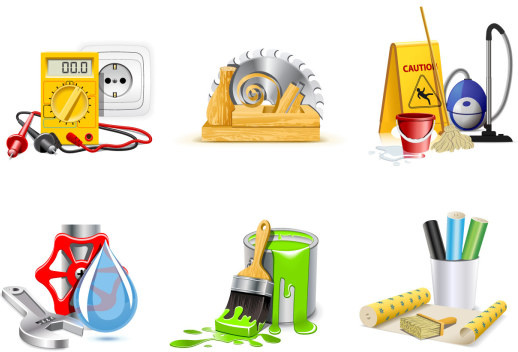 various tools icons vector set