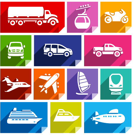 various transport icons set vector