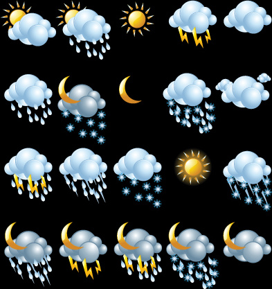 Various weather icon vector set Vectors graphic art designs in editable ...