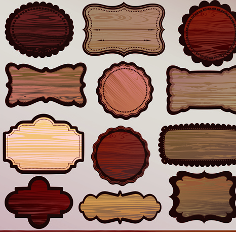various wooden label design vector